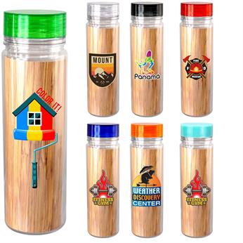 CPP-5295 - Clear View 18 oz. Full Color Bamboo Pattern Bottle