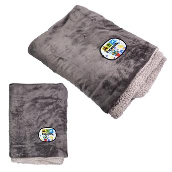 CPP-7101 - Sherpa Fleece Embroidered Emblem Blanket