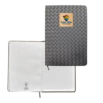 CPP-7180-B - Woven Notebook With Bamboo Accent