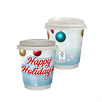 CPP-7274 - 10 oz. Full Color Holiday Insulated Paper Cup With Lid