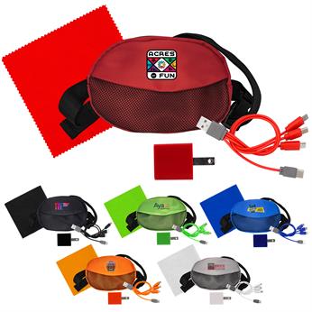 CPP-7375 - Sporty Charger, Cable and Cloth Travel Set