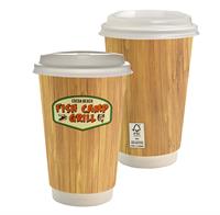 CPP-6911 - 16 oz. Full Color Bamboo Paper Cup With Lid