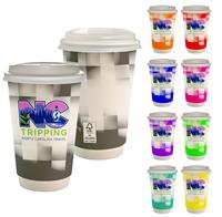 CPP-6912 - 16 oz. Full Color Shaded Checkers Paper Cup With Lid