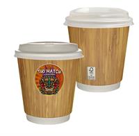 CPP-7233 - 10 oz. Full Color Bamboo Pattern Insulated Paper Cup With Lid