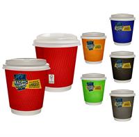 CPP-7262 - 10 oz. Full Color Wave Insulated Paper Cup With Lid